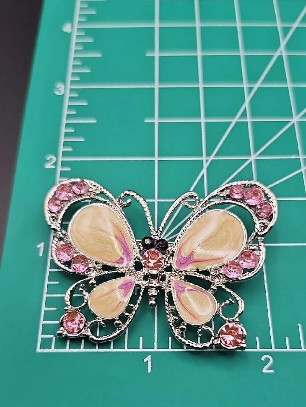 Butterfly Pink and Cream Crystal Brooch - Women Jewelry